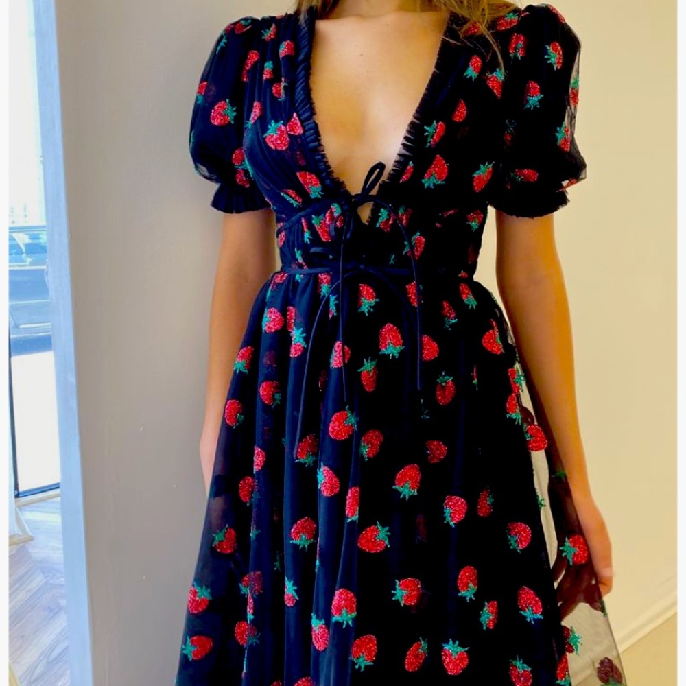 The Iconic Strawberry Dress from Lirika Matoshi in Black Size L